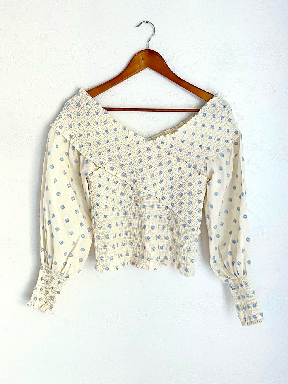 BB Dakota Smocked Wrap Top